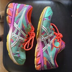 Asics Vibrant Teal and Purple Sneakers